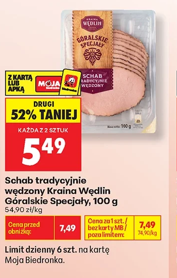 Kraina Wędlin Schab tradycyjnie wędzony Góralskie Specjały 100 g