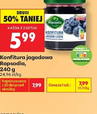 Rapsodia Konfitura jagodowa 240 g