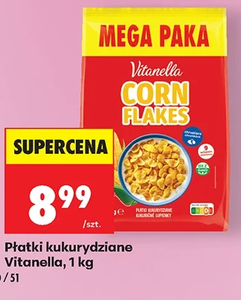 Vitanella Płatki kukurydziane 1 kg
