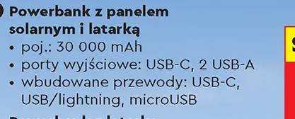 Powerbank z panelem solarnym i latarką 1 szt.