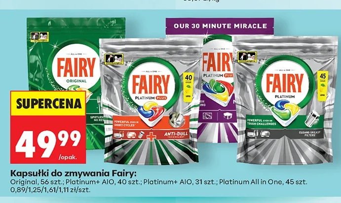 Fairy Kapsułki do zmywania Platinum+ AIO 40 szt.