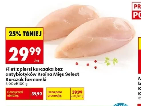Kraina Mięs Filet z piersi kurczaka bez antybiotyków Select Kurczak farmerski 1 kg