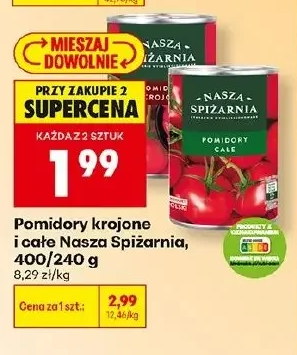 Nasza Spiżarnia Pomidory krojone i całe 240 g
