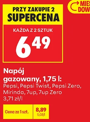Napój gazowany 1,75 l: Pepsi, Pepsi Twist, Pepsi Zero, Mirinda, 7up, 7up Zero 1,75 l