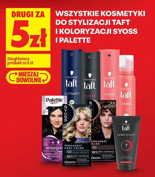 Wszystkie kosmetyki do stylizacji Taft i koloryzacji włosów Syoss i Palette