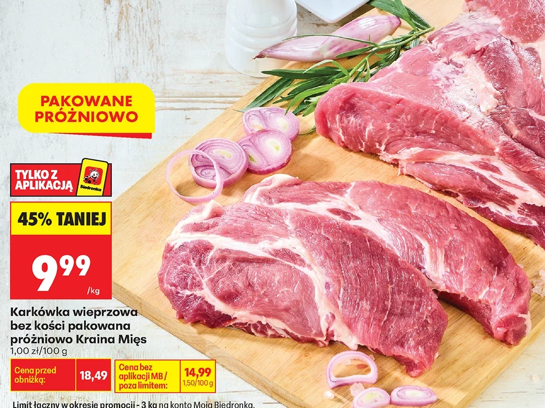 Kraina Mięs Karkówka wieprzowa bez kości pakowana próżniowo 1 kg