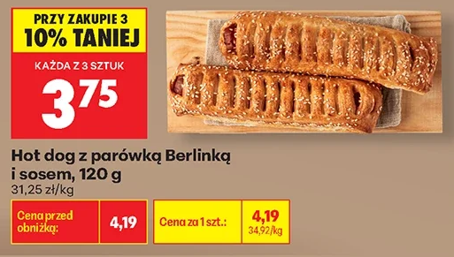Berlinki Hot dog z parówką i sosem 120 g