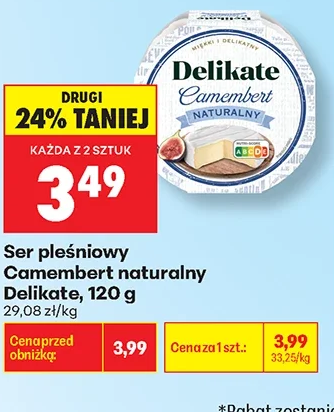 Delikate Ser pleśniowy Camembert naturalny 120 g
