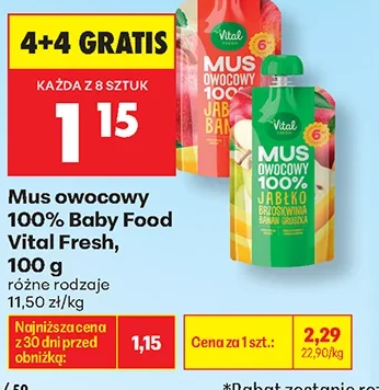 Vital Mus owocowy 100% Baby Food Fresh 100 g