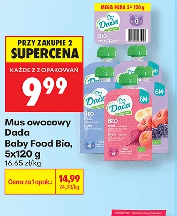 Dada Mus owocowy Baby Food Bio 5 × 120 g