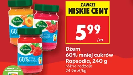 Rapsodia Dżem 60% mniej cukrów 240 g