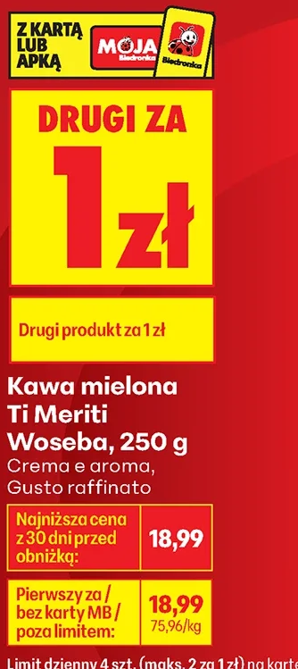 Woseba Kawa mielona Ti Meriti, Crema e aroma, Gusto raffinato 250 g