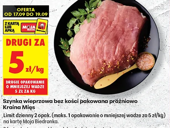 Szynka wieprzowa bez kości pakowana próżniowo Kraina Mięs