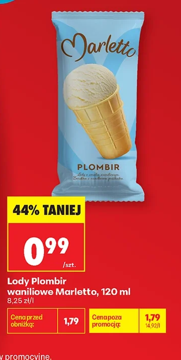 Marletto Lody Plombir waniliowe 120 ml