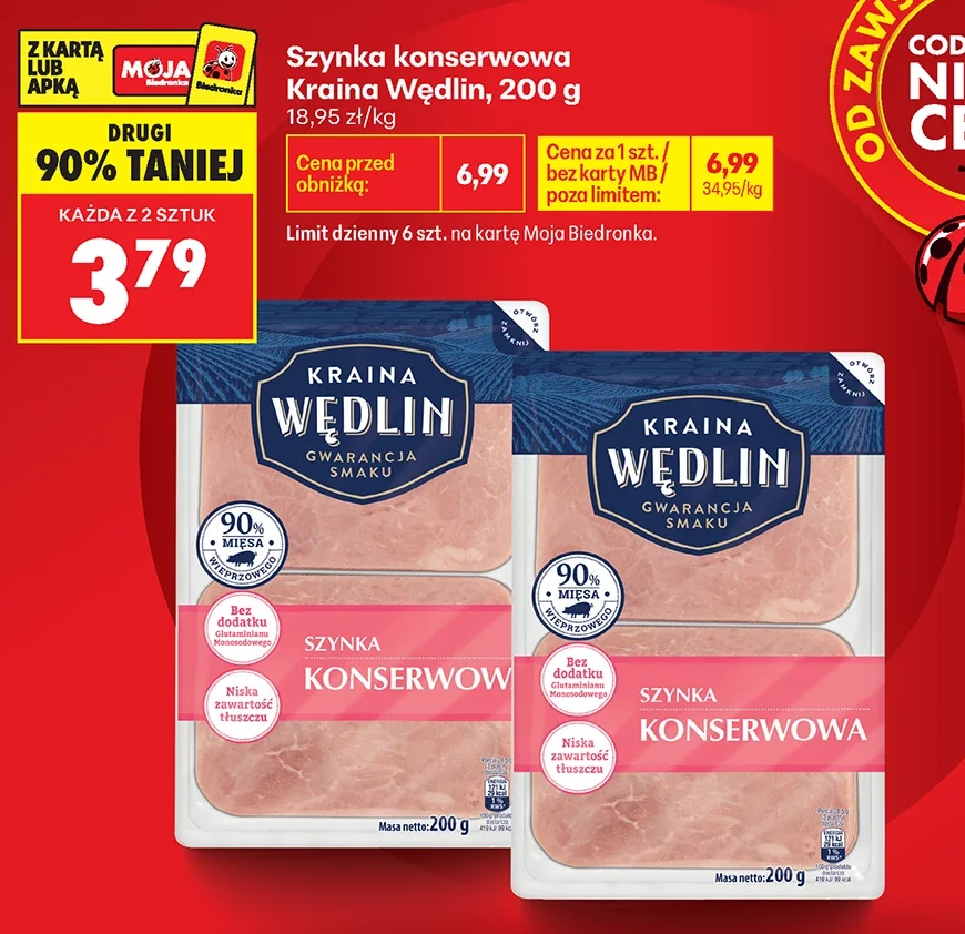 Kraina Wędlin Szynka konserwowa 200 g