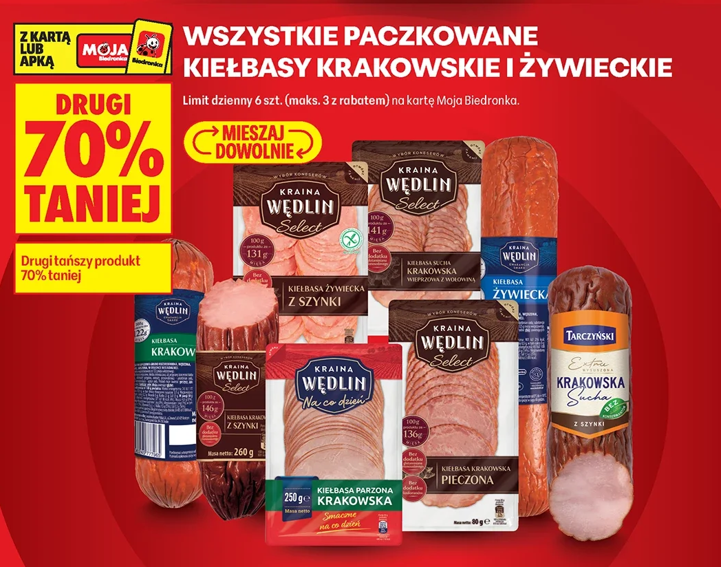 Wszystkie paczkowane kiełbasy krakowskie i żywieckie