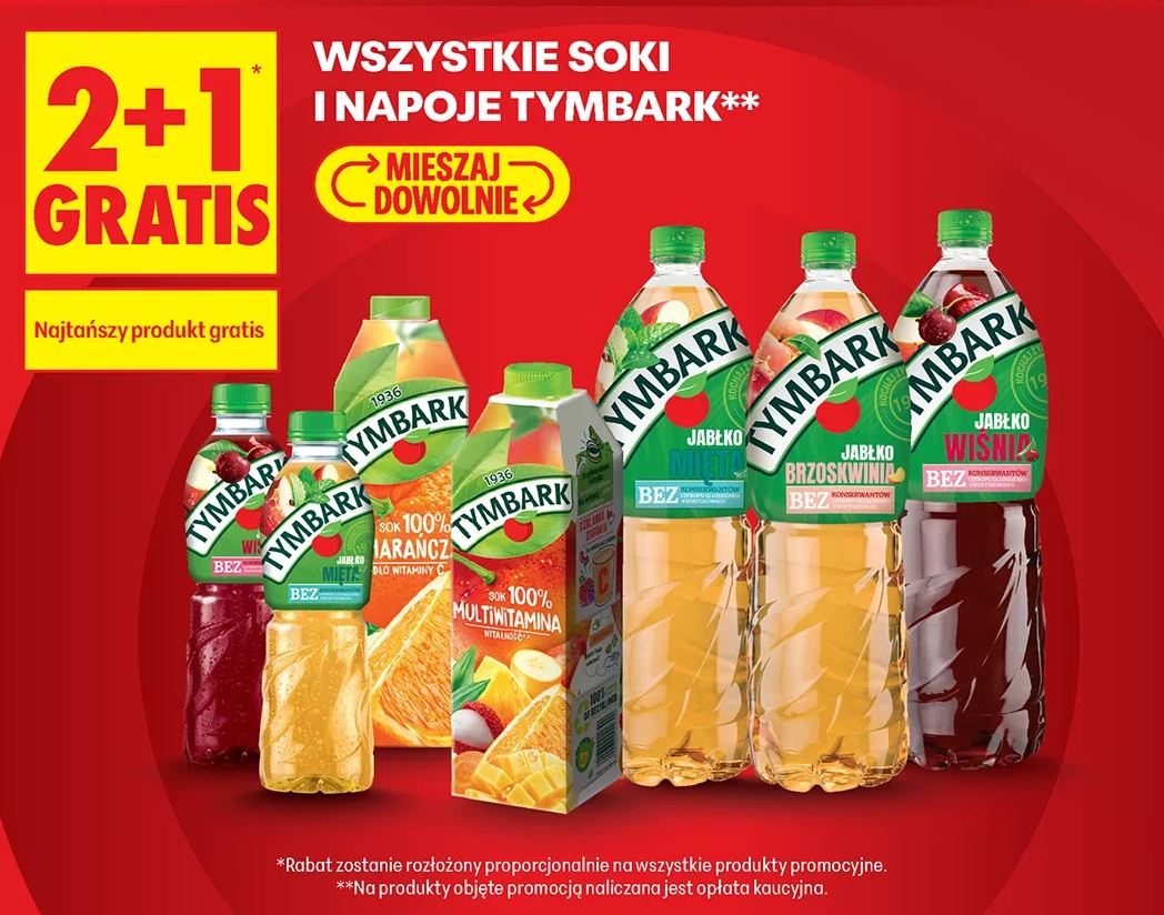 Wszystkie soki i napoje Tymbark