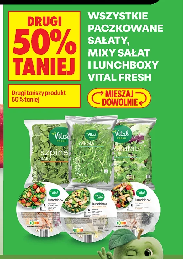 Wszystkie paczkowane sałaty, mixy sałat i lunchboxy Vital Fresh