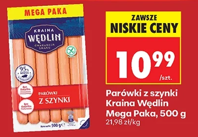 Kraina Wędlin Parówki z szynki Mega Paka 500 g