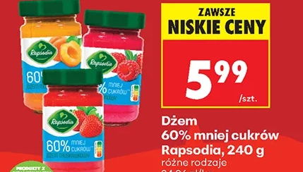 Rapsodia Dżem 60% mniej cukrów 240 g