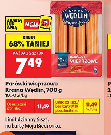 Kraina Wędlin Parówki wieprzowe 700 g
