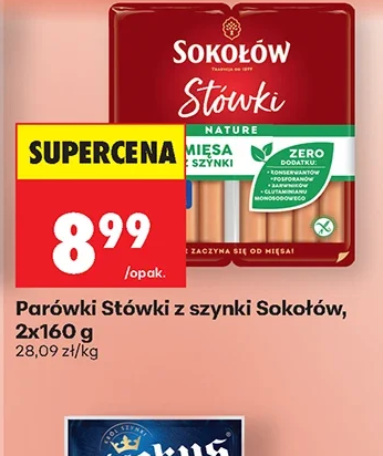 Sokołów Parówki Stówki z szynki 2 × 160 g