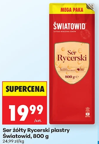 Światowid Ser żółty Rycerski, plastry 800 g