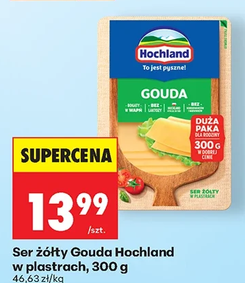 Hochland Ser żółty Gouda w plastrach 300 g