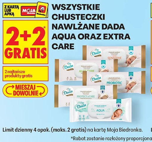 Wszystkie chusteczki nawilżane Dada Aqua oraz Extra Care