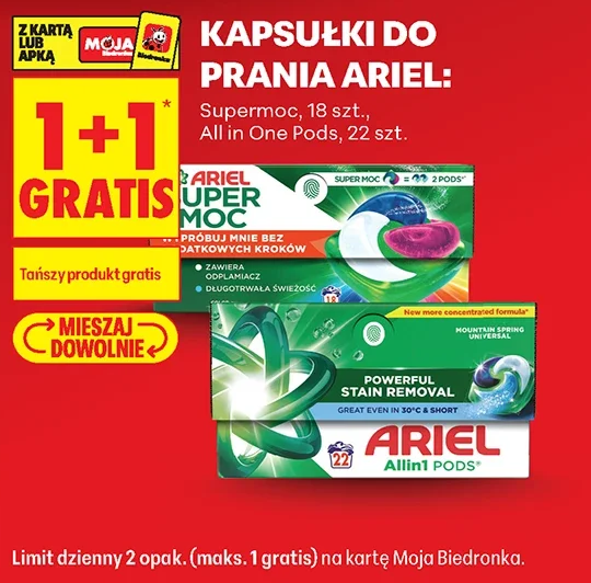 Kapsułki do prania Ariel: Supermoc, 18 szt., All in One Pods, 22 szt.