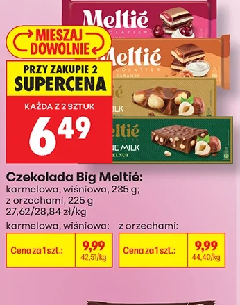 Meltié Czekolada Big: karmelowa, wiśniowa; z orzechami 235 g