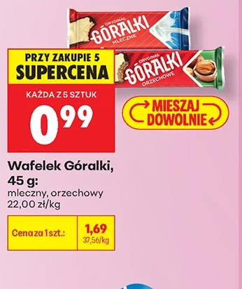Góralki Wafelek, mleczny, orzechowy 45 g