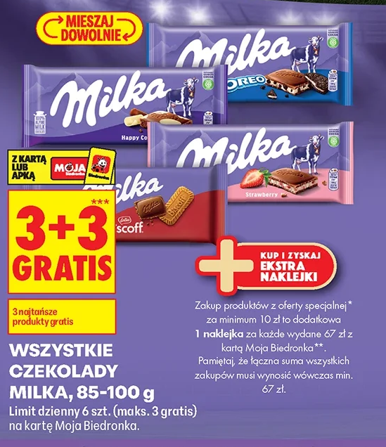 Wszystkie czekolady Milka, 85–100 g