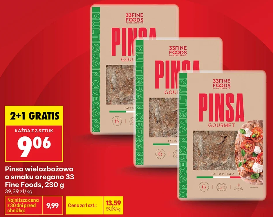 33 Fine Foods Pinsa wieloziarnowa o smaku oregano 230 g