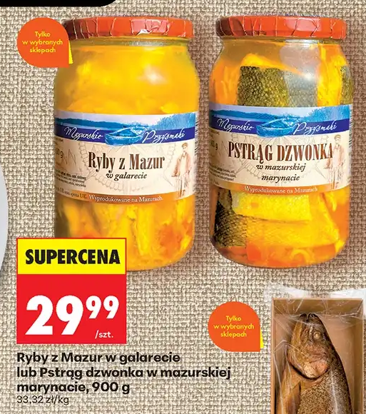 Ryby z Mazur w galarecie lub Pstrąg dzwonka w mazurskiej marynacie 900 g