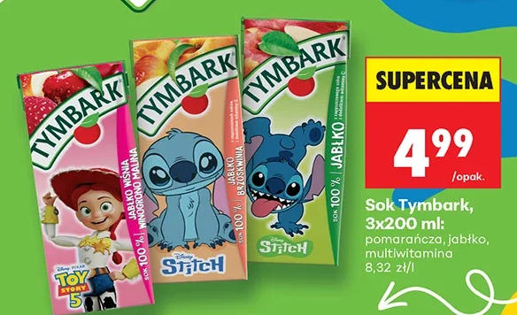 Tymbark Sok, pomarańcza, jabłko, multiwitamina 3 × 200 ml