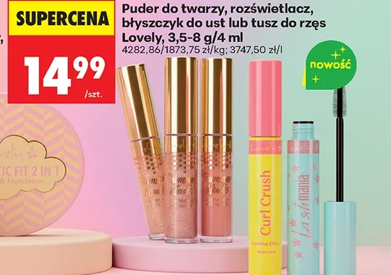 Puder do twarzy, rozświetlacz, błyszczyk do ust lub tusz do rzęs Lovely 4 ml