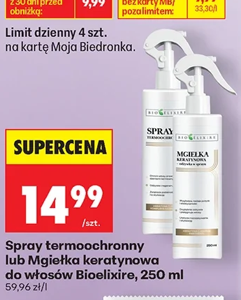 Bioelixire Spray termoochronny lub Mgiełka keratynowa do włosów 250 ml