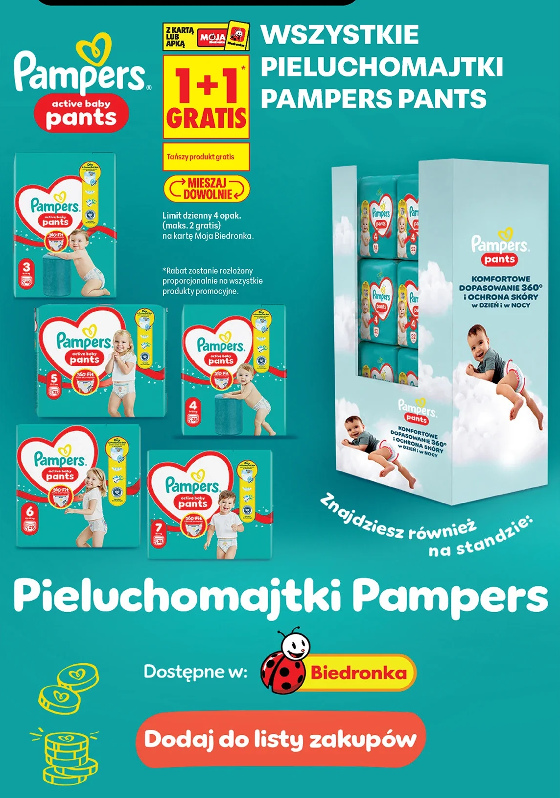 Wszystkie pieluchomajtki Pampers Pants