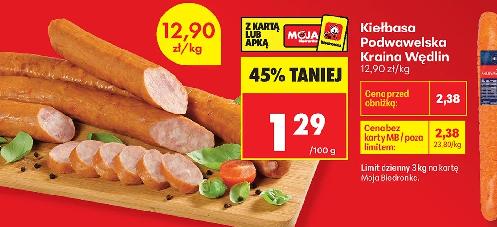 Kraina Wędlin Kiełbasa Podwawelska 1 kg