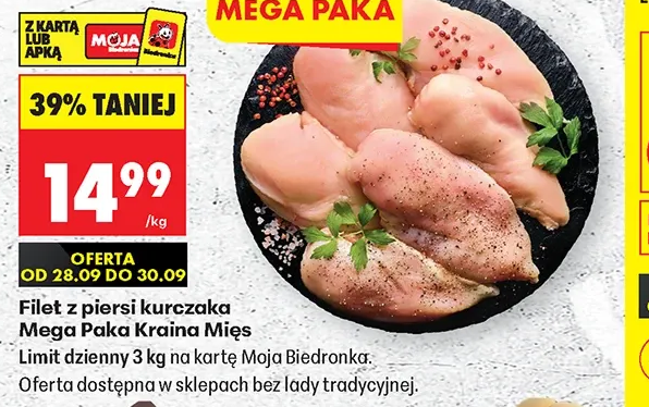 Kraina Mięs ŚWIEŻY FILET Z PIERSI KURCZAKA, MEGA PAKA 1 kg