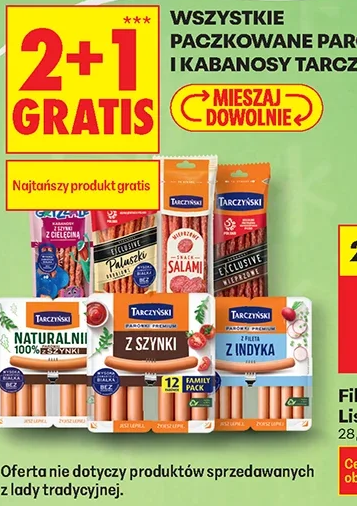 Wszystkie paczkowane parówki i kabanosy Tarczyński