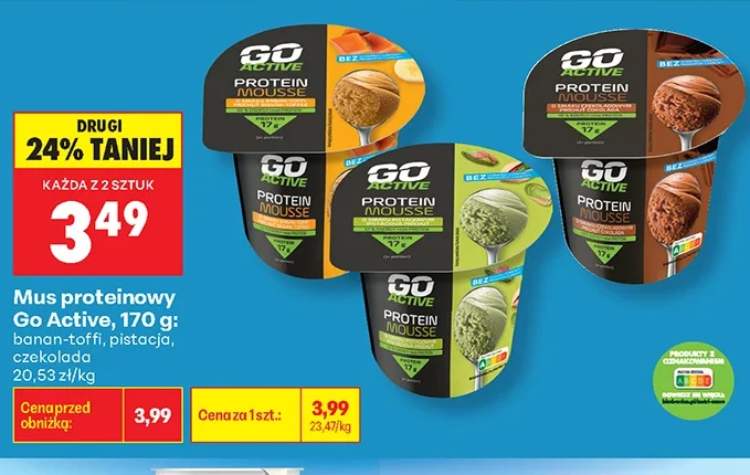 Go Active Mus proteinowy, banan-toffi, pistacja, czekolada 170 g