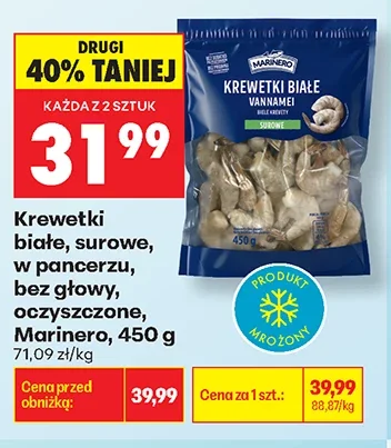 Marinero Krewetki białe, surowe, w pancerzu, bez głowy, oczyszczone 450 g