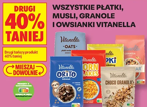 Wszystkie płatki, musli, granole i owsianki Vitarella