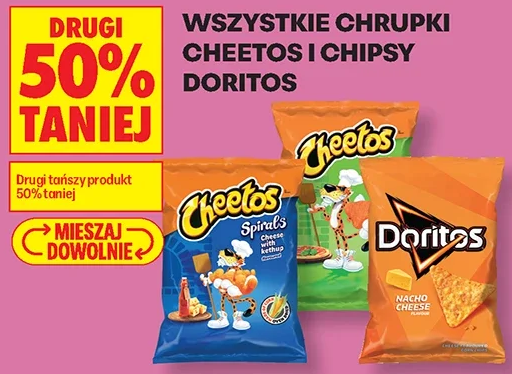 Wszystkie chrupki Cheetos i chipsy Doritos