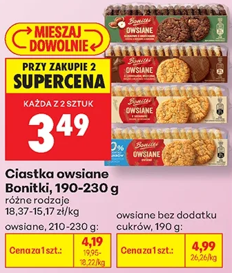 Bonitki Ciasteczka owsiane, owsiane bez dodatku cukrów