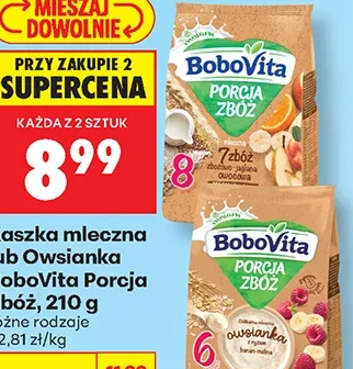 BoboVita Kaszka mleczna lub owsiana Porcja Zbóż 210 g