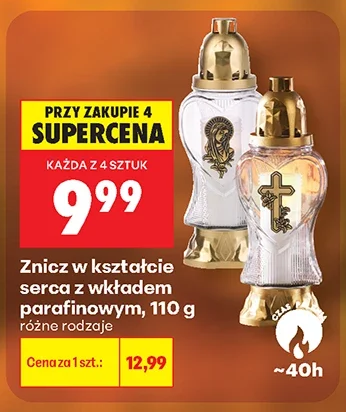 Znicz w kształcie serca z wkładem parafinowym 110 g