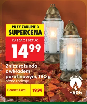 Znicz rotunda z wkładem parafinowym 180 g